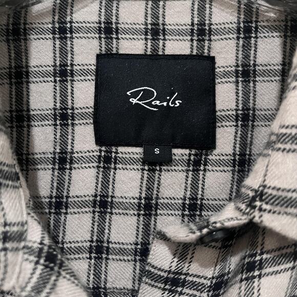 Rails Shirt Womens Angelica Check Flannel Small Beige Black Plaid Button Front - Picture 8 of 12